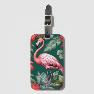 Elegant Flamingo Hibiskus Blume Emerald Green Gepäckanhänger