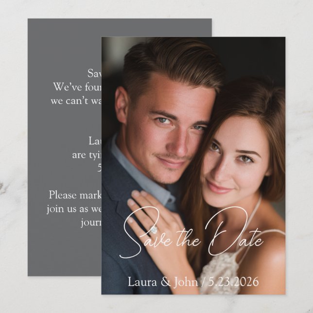 Elegant Flat Save the Date Wedding Invitation (Vorne/Hinten)