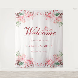 Elegant Flawless Sakura Pink Dream Wedding Willkom Wandteppich