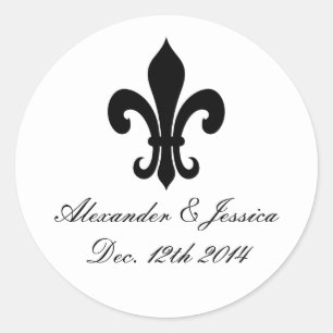 Élégant fleur de lis autocollants de mariage et ét