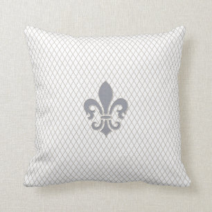 Elegant Fleur de Lys in Grauem und in weißem Kissen