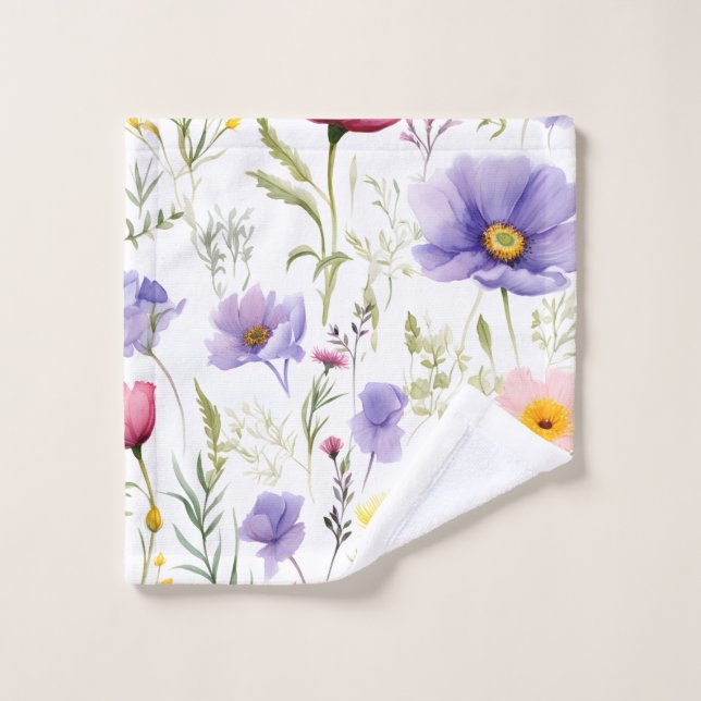 Elégant Fleur sauvage aquarelle (Gant de toilette)