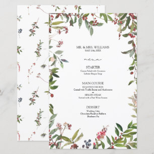 Elégant Fleur sauvage d'hiver Berry Mariage Menu