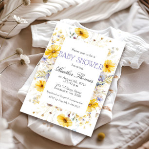 Elégant Fleur sauvage Frame Baby shower Invitation
