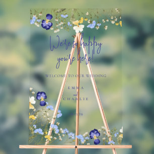 Élégant fleur sauvage Welcome Boho Mariage