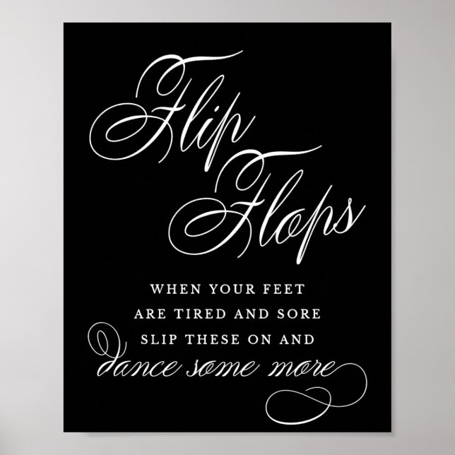 Elegant Flip Flops White Calligraphy | Feed Sign Poster (Vorne)