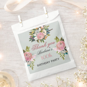 Elegant Floral 100. Geburtstag Geschenktütchen