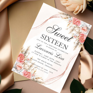 Elegant Floral 16 . Geburtstag 16 Geburtstag Einladung