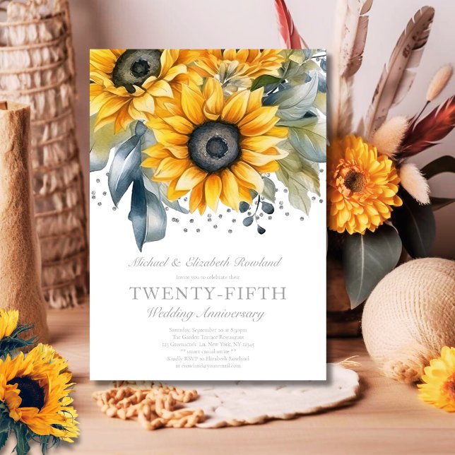 Elegant Floral 25. Hochzeitstag Einladung (Von Creator hochgeladen)