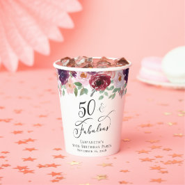 Elegant Floral 50. Geburtstagsparty Pappbecher