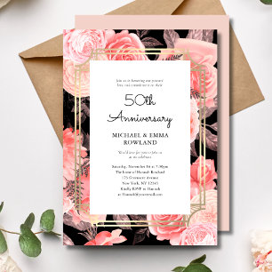 Elegant Floral 50. Hochzeitstag Einladung