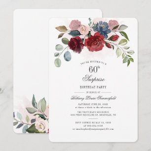 Elegant Floral 60. Geburtstag Einladung