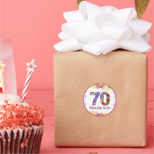 Elegant Floral 70. Geburtstagsparty / 70 Jahre Runder Aufkleber