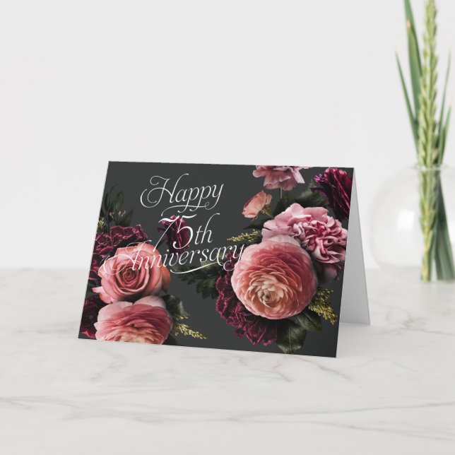 Elegant floral-75. Hochzeitstag Karte (Vorderseite)