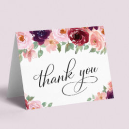 Elegant Floral 80. Geburtstagsparty Dankeskarte