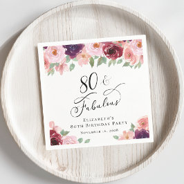 Elegant Floral 80. Geburtstagsparty Serviette