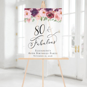 Elégant Floral 80e anniversaire fête Bienvenue Fro