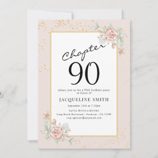 Elegant Floral 90. Geburtstag Einladung