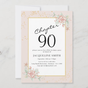 Elégant Floral 90e anniversaire Invitation