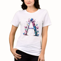 Elegant Floral A Initial T - Shirt für sie
