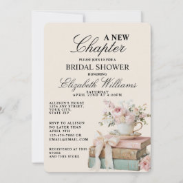 Elegant Floral A New Chapter Bridal Shower  Einladung