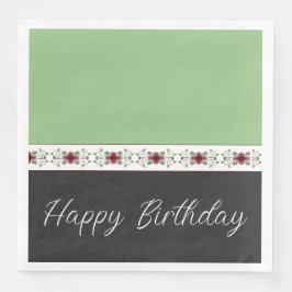 Elegant floral Accented Green Serviette