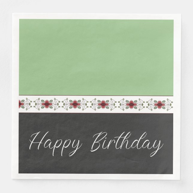 Elegant floral Accented Green Serviette (Vorderseite)