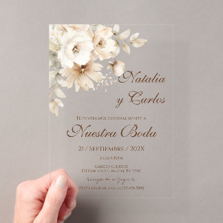 Elegant Floral Acrylic Wedding Invitation Acryleinladungen