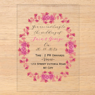 Elegant Floral Acrylic Wedding Invitation  Acryleinladungen