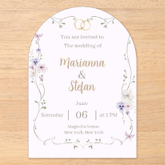 Elegant Floral Acrylic Wedding Invitation Editable Acryleinladungen