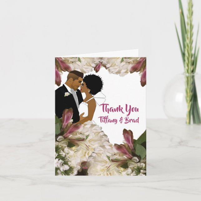 Elegant Floral American Wedding Vielen Dank Dankeskarte (Vorderseite)