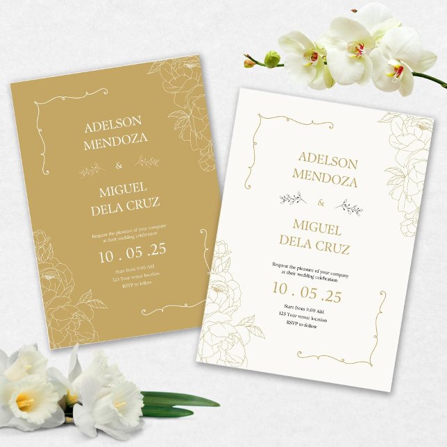 Elegant Floral and Minimalist wedding invitation Einladung (Von Creator hochgeladen)