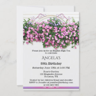 Elégant Floral Anglais Anniversaire Invitation