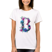 Elegant Floral B Initialer T - Shirt für sie