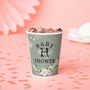Elegant Floral Baby Shower 8oz Pappbecher