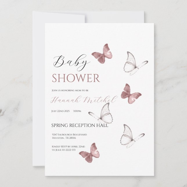 Elegant Floral Baby Shower Einladung (Vorderseite)