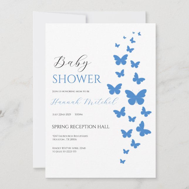Elegant Floral Baby Shower Invitation Customizable (Devant)