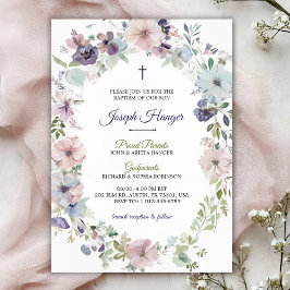 Elegant floral baptism Invitation Einladung