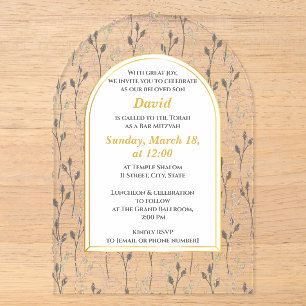 Elegant Floral Bar Mitzvah Einladung