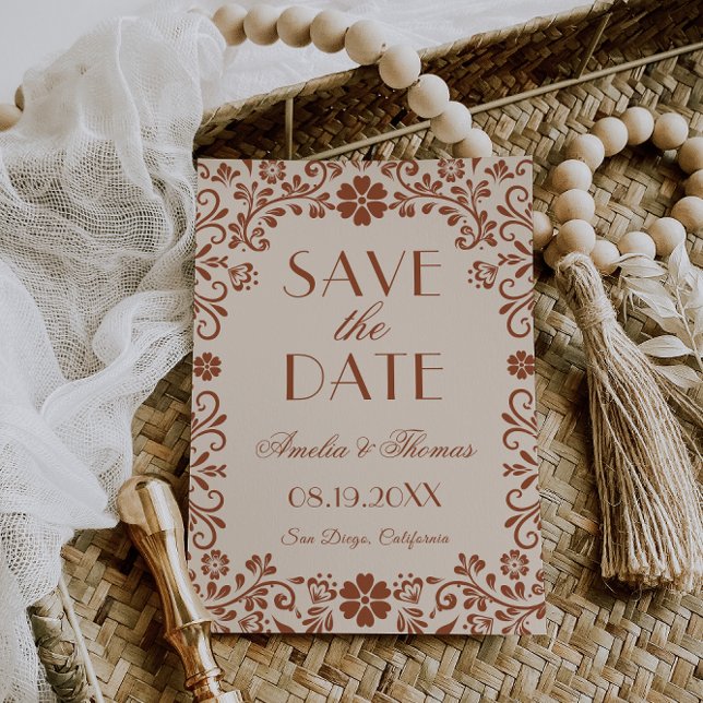Elegant Floral Beige Wedding  Save The Date (Von Creator hochgeladen)