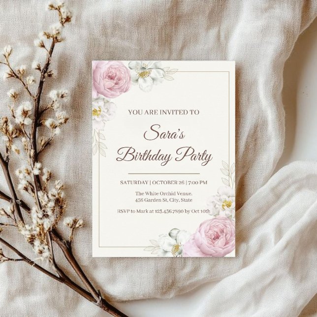 Elegant Floral Birthday Invitation (Créateur téléchargé)