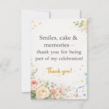 Elegant Floral Birthday Thank You Card
