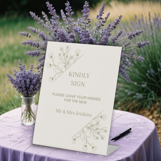 Elegant Floral "Bitte unterzeichnen" Wedding Gäste Sockelschild (Von Creator hochgeladen)