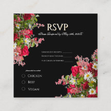 Elegant Floral Black Flower Photo Enclosure Card