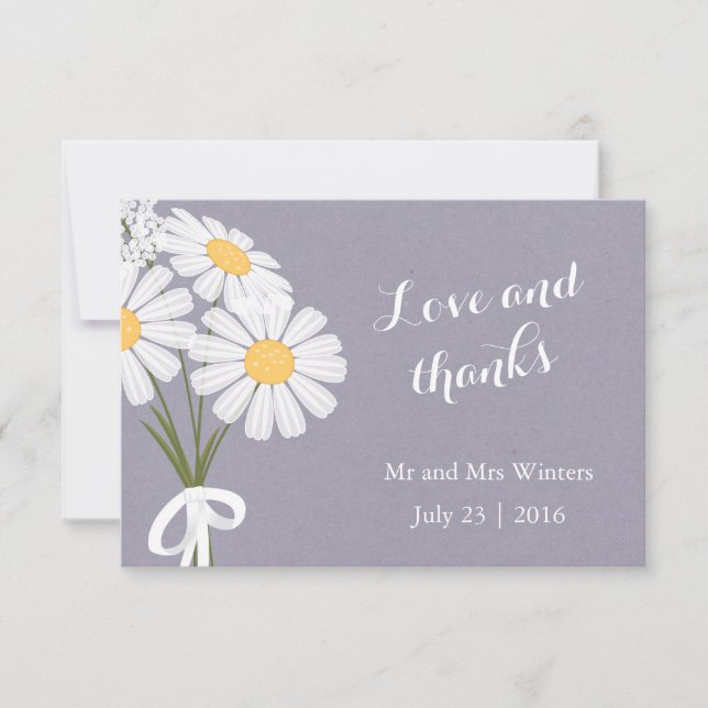 Élégant floral blanc marguerites Merci Mariage (Devant)