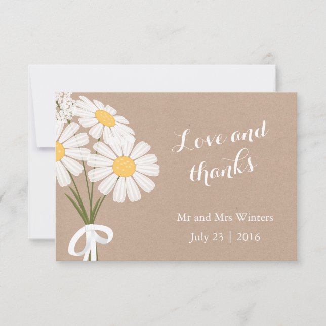 Élégant floral blanc marguerites Merci Mariage (Devant)
