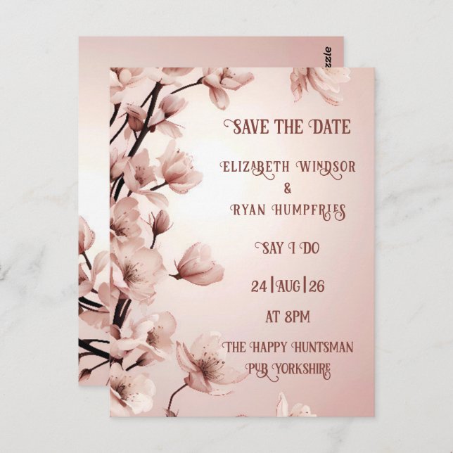 Elégant Floral Blossom Wedding Invitations (Devant / Derrière)