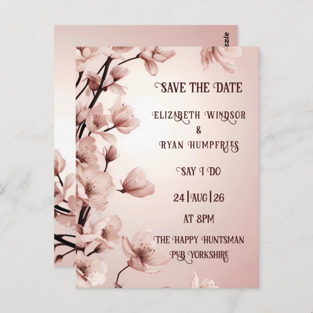 Elégant Floral Blossom Wedding Invitations (Devant / Derrière)