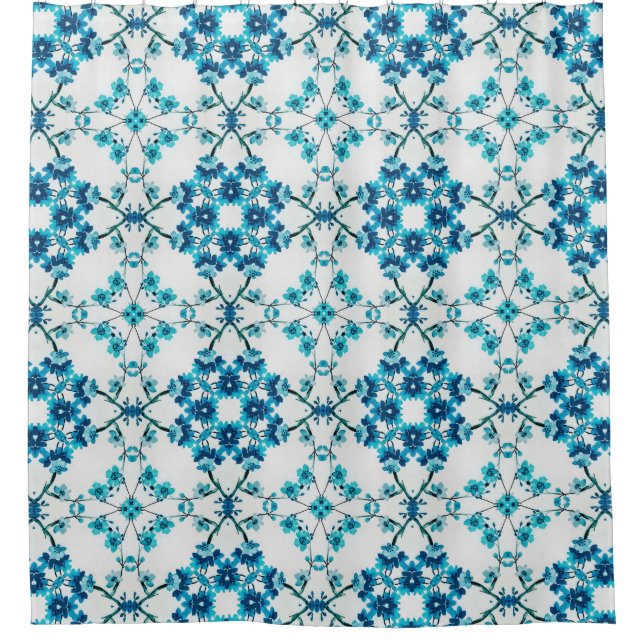 Elegant Floral Blue Duschvorhang (Vorderseite)