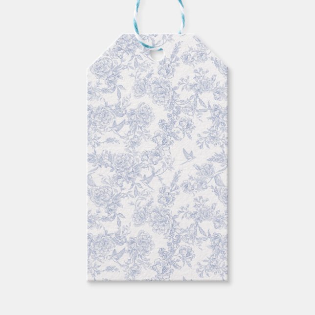 Elegant Floral Blue Geschenkanhänger (Vorderseite)